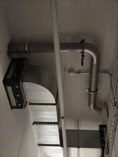 Stainless steel line under the ceiling